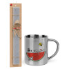 Easter Set, metallic thermal cup (300ml) & Easter aromatic flat candle (30cm) (GRAY)