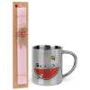 Easter Set, metallic thermal cup (300ml) & aromatic flat Easter candle (30cm) (PINK)