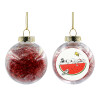 Transparent Christmas tree ball ornament with red filling 8cm