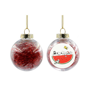 Snoopy summer, Transparent Christmas tree ball ornament with red filling 8cm