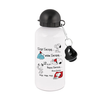 Snoopy manual, Metal water bottle, White, aluminum 500ml