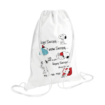 Snoopy manual, Backpack pouch GYMBAG white (28x40cm)