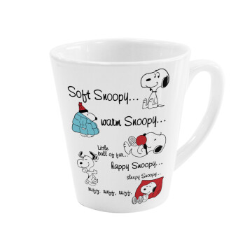 Snoopy manual, Κούπα κωνική Latte Λευκή, κεραμική, 300ml