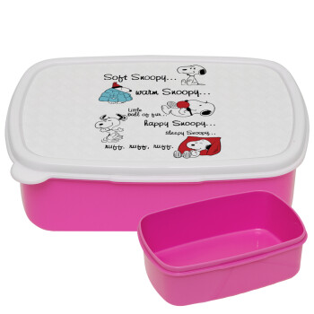 Snoopy manual, ΡΟΖ παιδικό δοχείο φαγητού (lunchbox) πλαστικό (BPA-FREE) Lunch Βox M18 x Π13 x Υ6cm