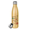 Glitter gold stainless steel thermos bottle, double-walled, 500ml