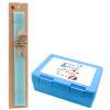 Easter Set, children's snack container BLUE & Easter aromatic flat candle (30cm) (TURQUOISE)