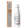 Easter Set, metallic Inox water bottle (700ml) & Easter scented flat candle (30cm) (GRAY)