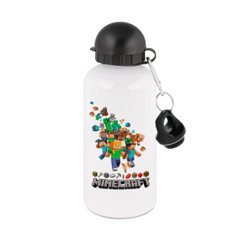 Minecraft adventure, Metal water bottle, White, aluminum 500ml