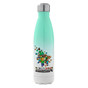 Minecraft adventure, Metal mug thermos Green/White (Stainless steel), double wall, 500ml