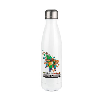 Minecraft adventure, Metal mug thermos White (Stainless steel), double wall, 500ml