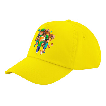 Minecraft adventure, Child's Baseball Cap, 100% Cotton Twill, Yellow (COTTON, CHILD, UNISEX, ONE SIZE)