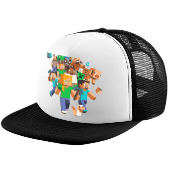 Minecraft adventure, Καπέλο παιδικό Soft Trucker με Δίχτυ ΜΑΥΡΟ/ΛΕΥΚΟ (POLYESTER, ΠΑΙΔΙΚΟ, ONE SIZE)