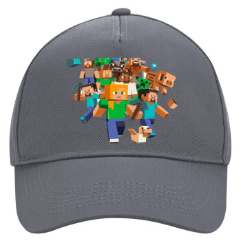 Minecraft adventure, Ultimate Adult Hat Grey, (100% COTTON DRILL, ADULT, UNISEX, ONE SIZE)