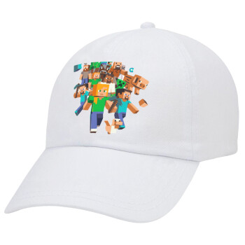 Minecraft adventure, Καπέλο Ενηλίκων Baseball Λευκό 5-φύλλο (POLYESTER, ΕΝΗΛΙΚΩΝ, UNISEX, ONE SIZE)