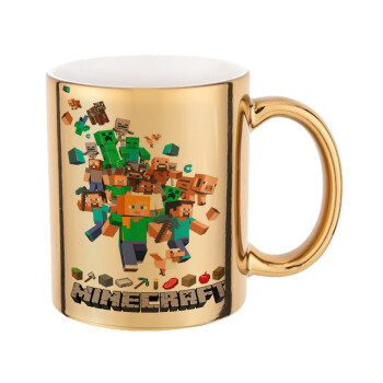 Minecraft adventure, Mug ceramic, gold mirror, 330ml