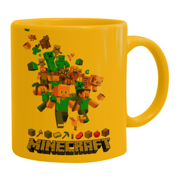 Minecraft adventure, Ceramic coffee mug yellow, 330ml