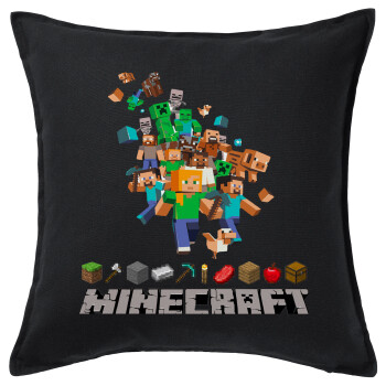 Minecraft adventure, Sofa cushion black 50x50cm includes filling