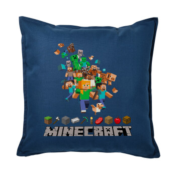 Minecraft adventure, Sofa cushion Blue 50x50cm includes filling