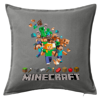 Minecraft adventure, Sofa cushion Grey 50x50cm includes filling