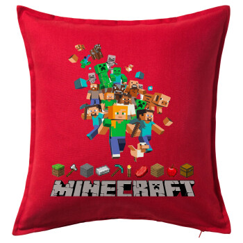 Minecraft adventure, Sofa cushion RED 50x50cm includes filling