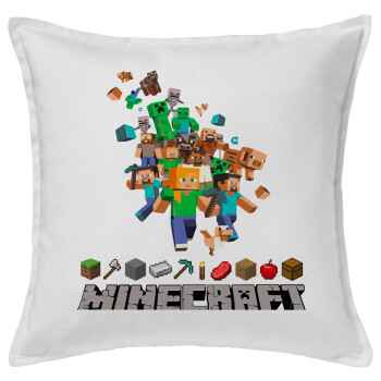 Minecraft adventure, Sofa cushion White 50x50cm includes filling