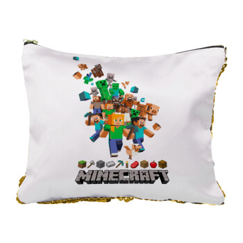 Minecraft adventure, Sequin Gold Pouch Cosmetic Bag