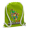 Backpack bag GYMBAG LIME GREEN, with pocket (40x48cm) & thick cords