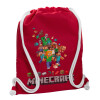 Backpack pouch GYMBAG Red, with pocket (40x48cm) & thick cords