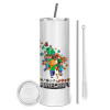 Eco friendly stainless steel tumbler 600ml, with metal straw & cleaning brush