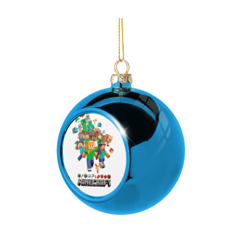 Minecraft adventure, Blue Christmas tree ball ornament 8cm