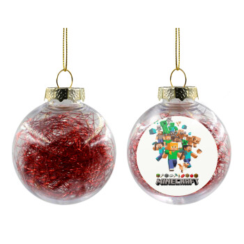 Minecraft adventure, Transparent Christmas tree ball ornament with red filling 8cm