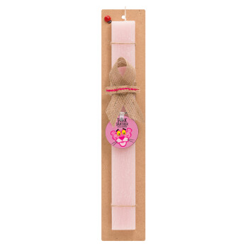 The pink panther, Easter Set, wooden keychain & scented flat Easter candle (30cm) (PINK)