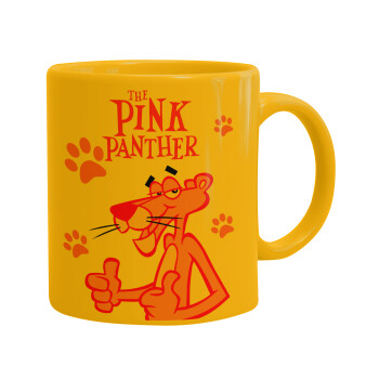 The pink panther, Ceramic coffee mug yellow, 330ml (1pcs)