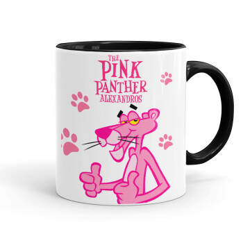 The pink panther, Κούπα χρωματιστή μαύρη, κεραμική, 330ml