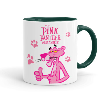 The pink panther, Mug colored green, ceramic, 330ml