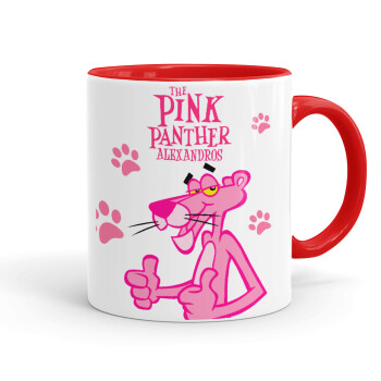 The pink panther, Mug colored red, ceramic, 330ml