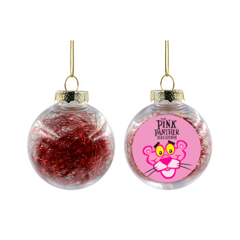 The pink panther, Transparent Christmas tree ball ornament with red filling 8cm