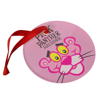 The pink panther, Christmas ornament glass 9cm