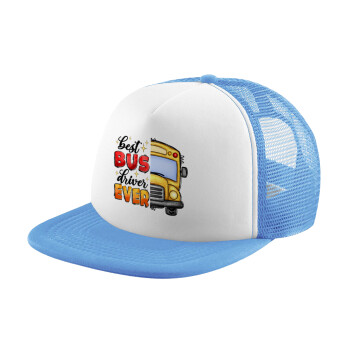 Best bus driver ever!, Καπέλο Soft Trucker με Δίχτυ Γαλάζιο/Λευκό
