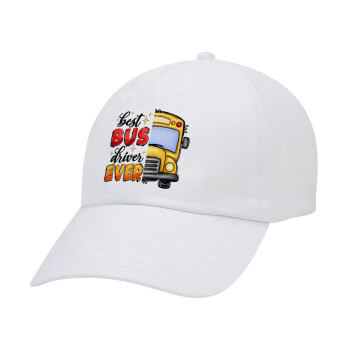 Best bus driver ever!, Καπέλο Ενηλίκων Baseball Λευκό 5-φύλλο (POLYESTER, ΕΝΗΛΙΚΩΝ, UNISEX, ONE SIZE)