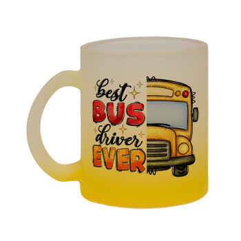 Best bus driver ever!, Κούπα γυάλινη δίχρωμη με βάση το κίτρινο ματ, 330ml