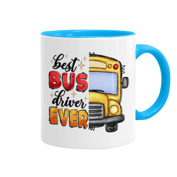 Best bus driver ever!, Κούπα χρωματιστή γαλάζια, κεραμική, 330ml