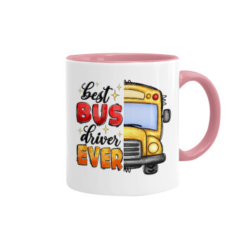 Best bus driver ever!, Κούπα χρωματιστή ροζ, κεραμική, 330ml