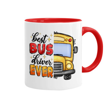 Best bus driver ever!, Κούπα χρωματιστή κόκκινη, κεραμική, 330ml