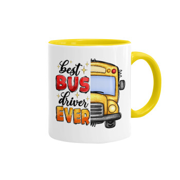 Best bus driver ever!, Κούπα χρωματιστή κίτρινη, κεραμική, 330ml