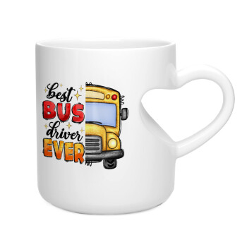 Best bus driver ever!, Κούπα καρδιά λευκή, κεραμική, 330ml