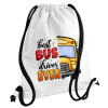 Backpack pouch GYMBAG white, with pocket (40x48cm) & thick cords