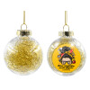 Transparent Christmas tree ball ornament with gold filling 8cm