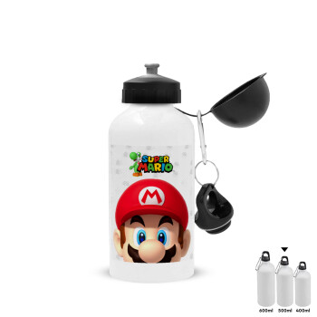 Super mario, Metal water bottle, White, aluminum 500ml