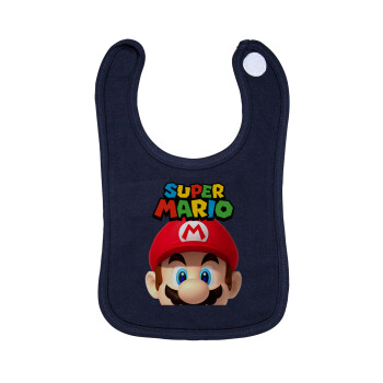 Super mario, Σαλιάρα με Σκρατς 100% Organic Cotton Μπλε (0-18 months)